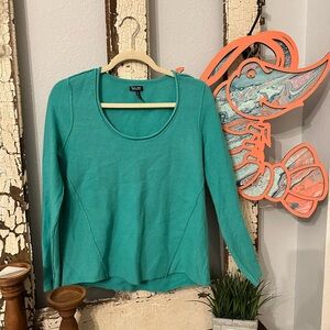 Splendid Teal Fitted Long Sleeve Cashmere Top